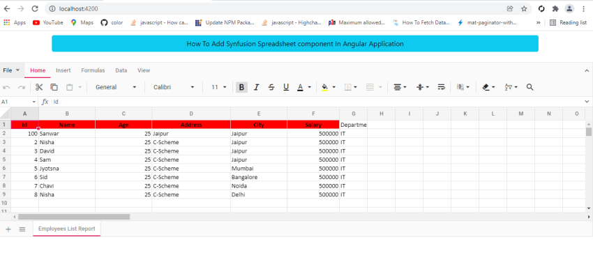 How To Add Synfusion Spreadsheet component In Angular Application